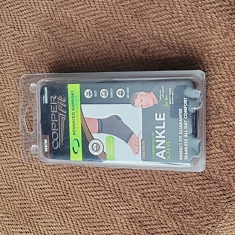 Medium Copper Fit Ankle Compression Sleeve